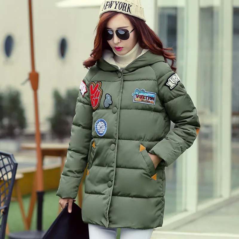 Новый женский знак в долгосрочной пальто декоративные хлопка ватник тонкий. xxl