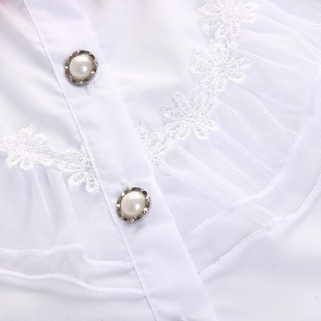 Новая одежда для девочек из 2 предметов повседневный кружевной топ на кнопках +