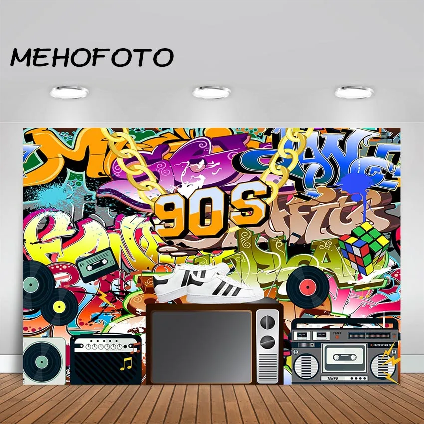 

Фон для фотосъемки в стиле 90-вечерние годов с рисунком в стиле хип-поп граффити