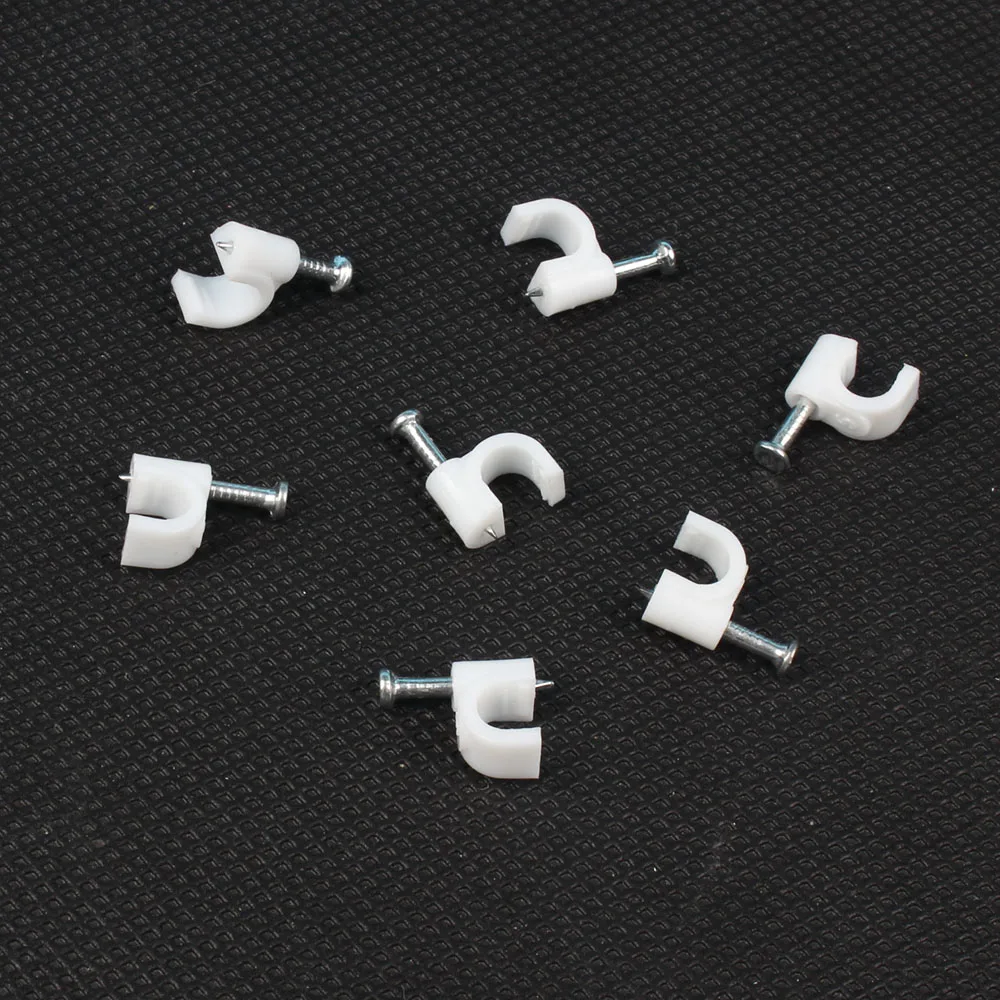 Круглые зажимы для кабеля 5 мм 100 шт./пакет белые круглые Y5|nail wire clips|cable clip5mm cable clips |