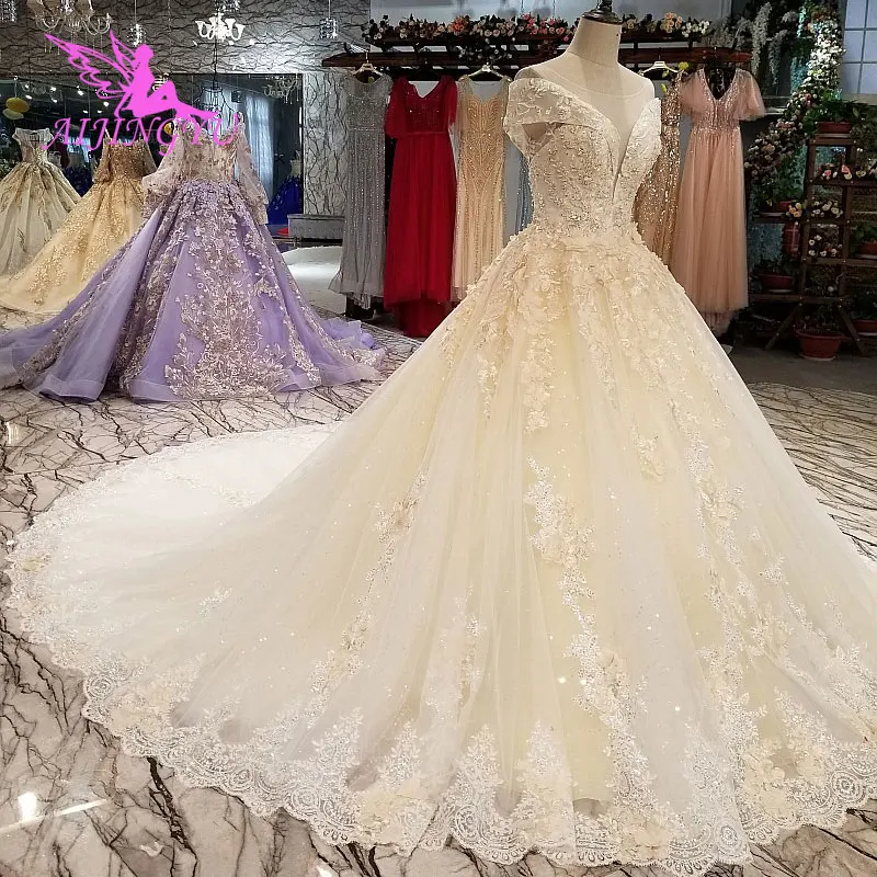 AIJINGYU Wedding Dresses United States Marriage Cheap Plus Size Open Back For Sale Shop Gown Online Glitter Tulle Dress | Свадьбы и