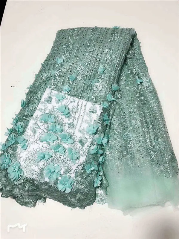 2019 Net Lace For African Handmade flowers Beads Burgundy Fabrics With Free Shipping 3D Applique Tulle Fabric pink | Дом и сад