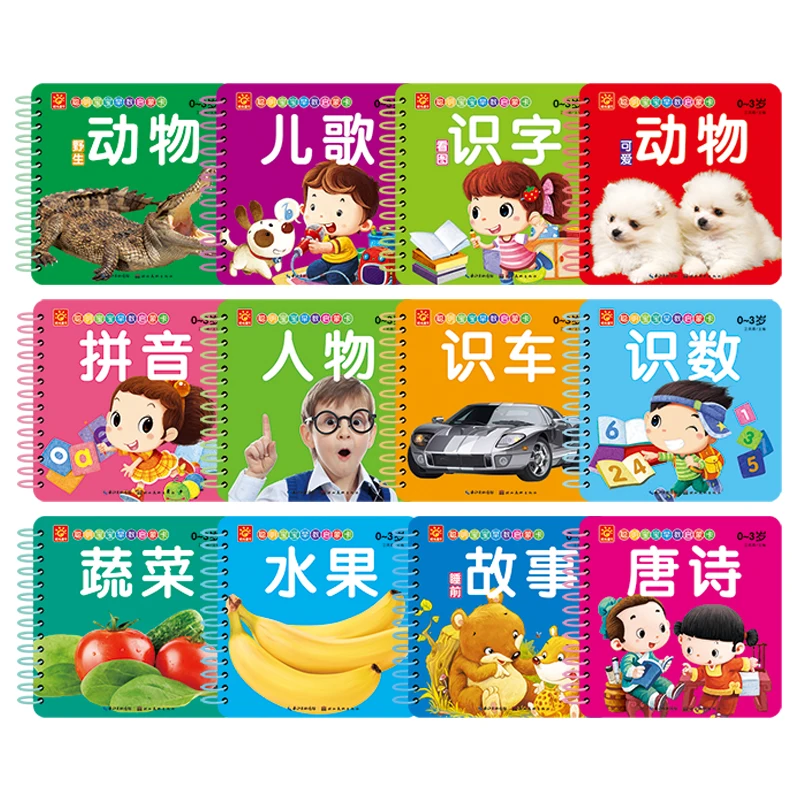 

Chinese Characters Cards: Chinese Book with pinyin English And Pictures Book for Kid Children Animal/Songs/ Fruit Cognitive Card