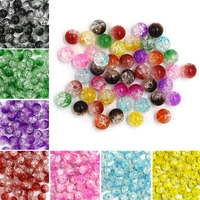 50pcs acrylic needlework beads pearls 10 color crackle round spacer beads for crafting 8mm jewelry handmade garland balls parels