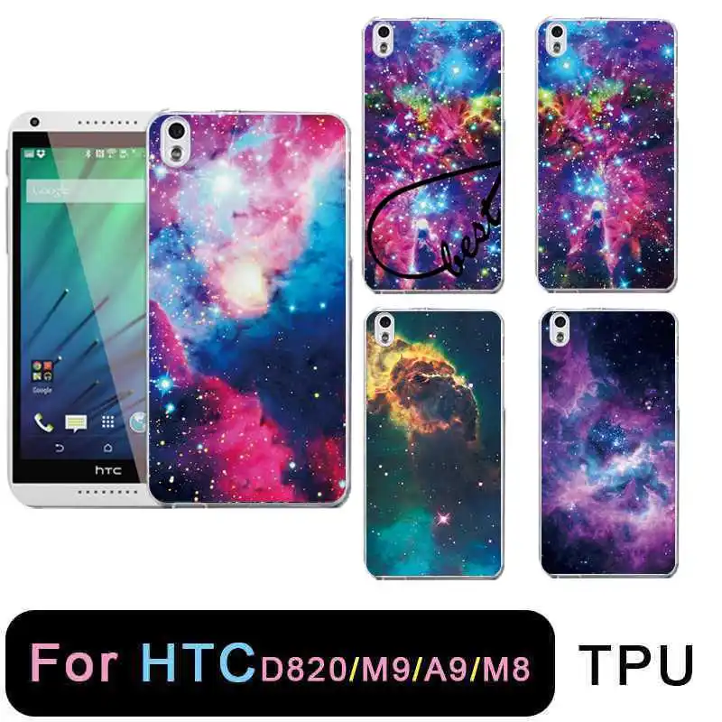 Qmswei ТПУ прозрачный чехол для телефона htc M8 Мягкие Силиконовые Красочные звездное