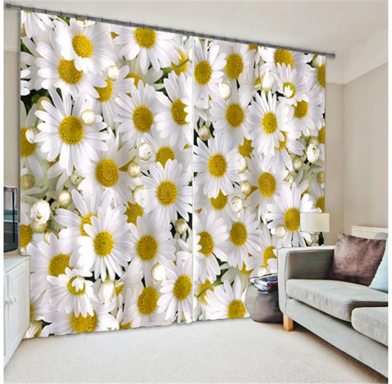 

3D Blackout Window Curtains For Living Room office Bedroom Customized size Drapes Cortina Rideaux Chrysanthemum print pillowcase