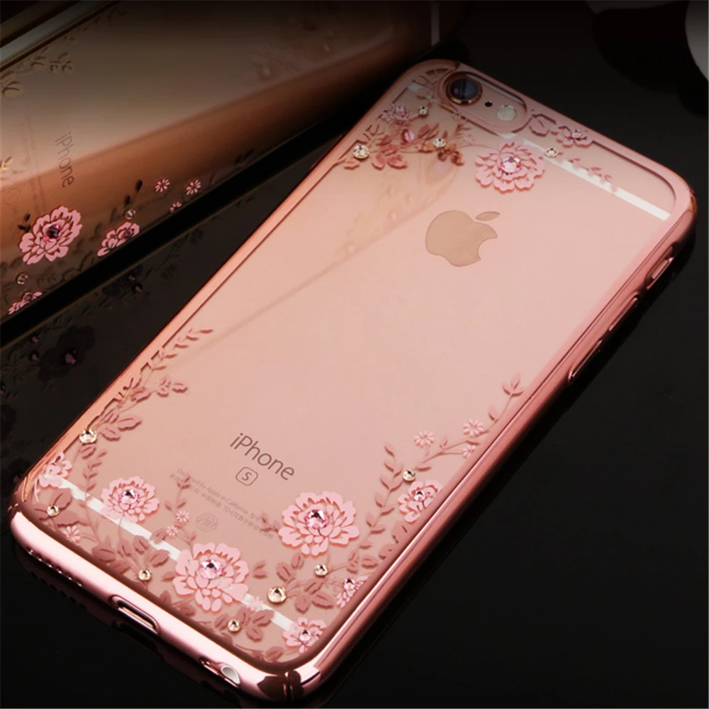 ELETEIL Transparent Flower Fashion Mobile Phone Case for iphone 7 case 6s 6plus 8plus Cover X 5 5E E30 |