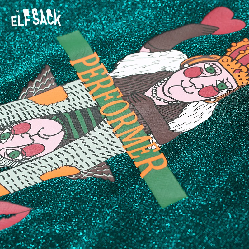 ELFSACK уличная одежда сексуальные блестящие женские топы модная женская футболка с