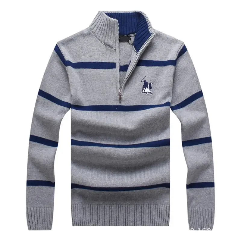 

100% Cotton Top Quality 2020 Winter Mens Long Sleeve Sweaters Casual Striped Thick Knitted Outerwear Fashion Male Coats M-3XL