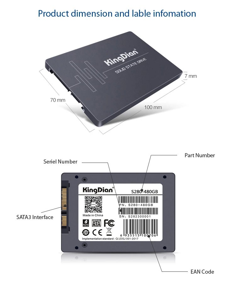 KingDian горячий предмет S280 480GB SSD 2,5 дюймов HD HDD твердотельный накопитель