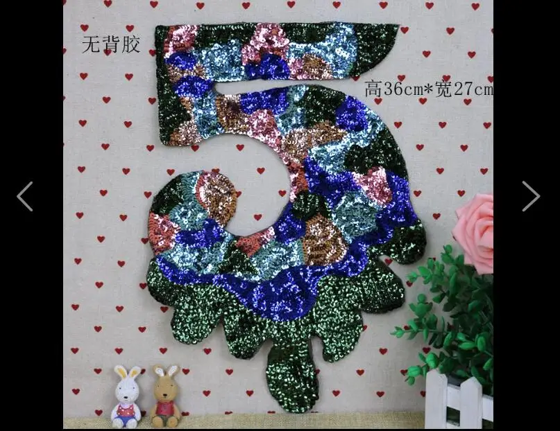 

DD 1pc Digital 5 embroidered lace veneer fabric sweater patch veneer T-shirt DIY decoration