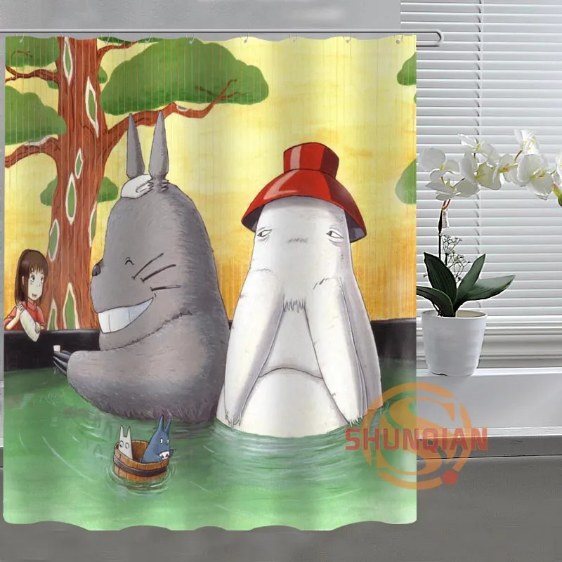 Цвет: желтый Studio Ghibli Totoro индивидуальная занавеска для ванной комнаты, ткань для декора ванной комнаты, занавеска для ванной комнаты, приемлемая на заказ H03M26D37 - Цвет: Цвет: желтый