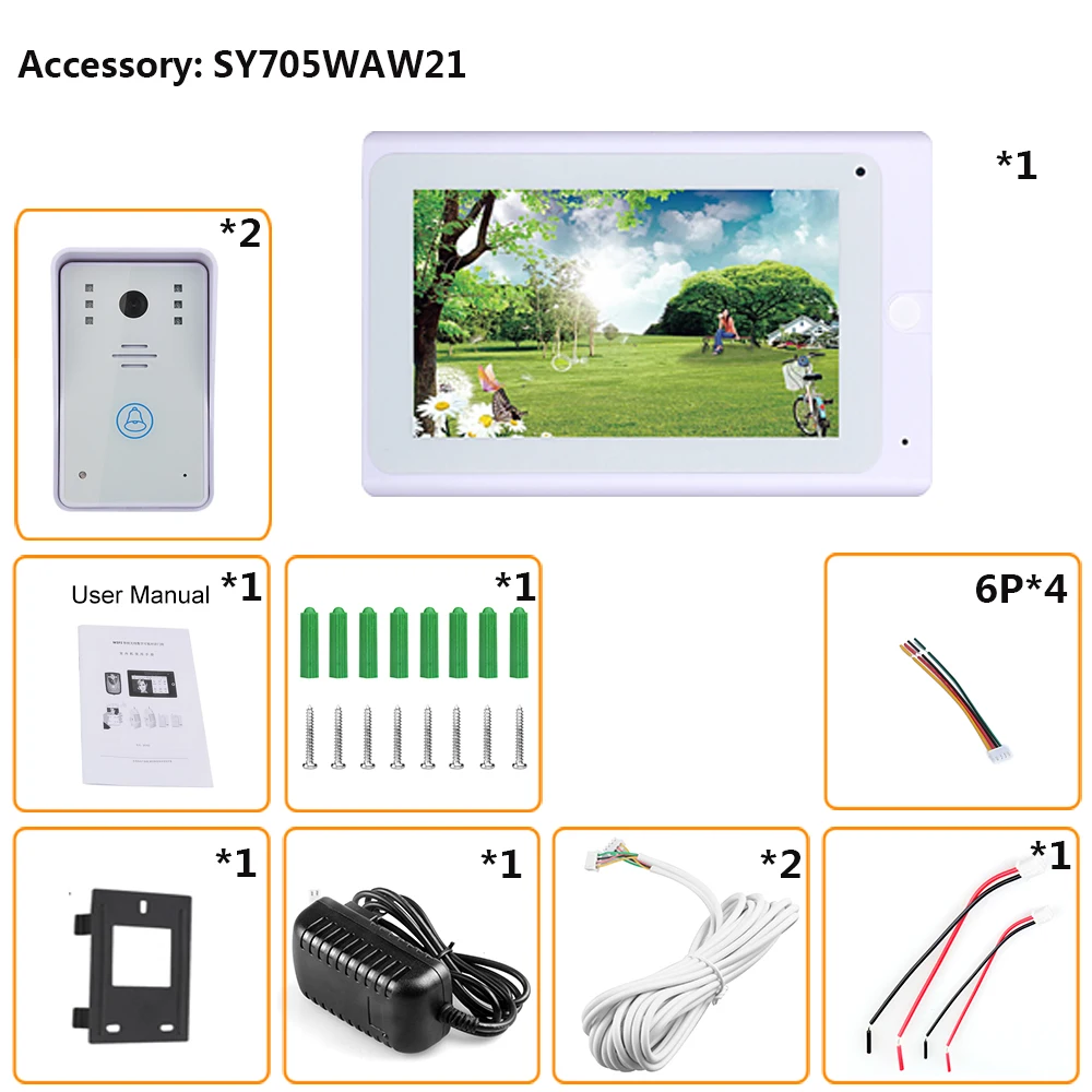 

SmartYIBA 7inch White monitor Wired / Wireless Wifi IP Video Door Phone Doorbell Intercom 720P WIFI Doorbell for IOS Android