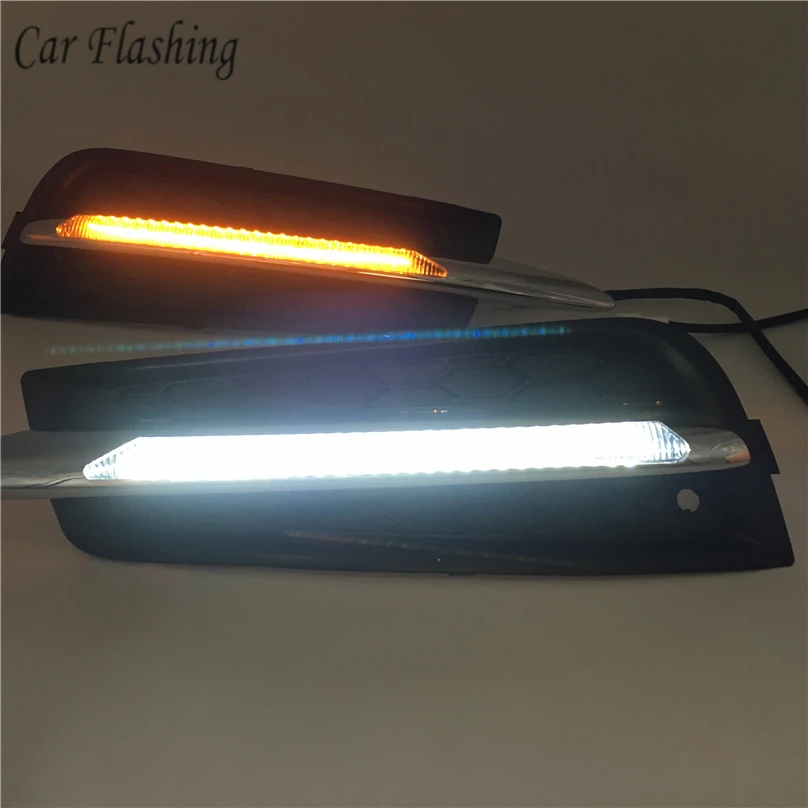 Автомобильный мигающий для chevrolet cruze 2009-2013 DRL для вождения, дневной ходовой светильник, противотуманная фара, релейный Дневной светильник, стильный желтый указатель поворота