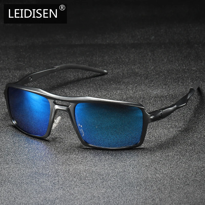 LEIDISEN поляризационные мужские солнцезащитные очки Al Mg UV400, для вождения, классические, брендовые, дизайнерские, для улицы, модные, металлические, солнцезащитные очки 201962