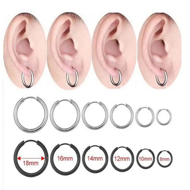 Мужские и женские серьги кольца гипоаллергенные круглые в стиле панк винтажные