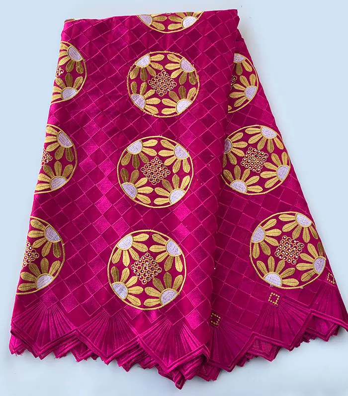 Fushia Yellow 5 ярдов очень мягкая вышивка африканская швейцарская вуаль кружевная ткань высокого качества хлопок нигерийский шитье из кружева супер аккуратная вышивка - Цвет: Fushia Yellow