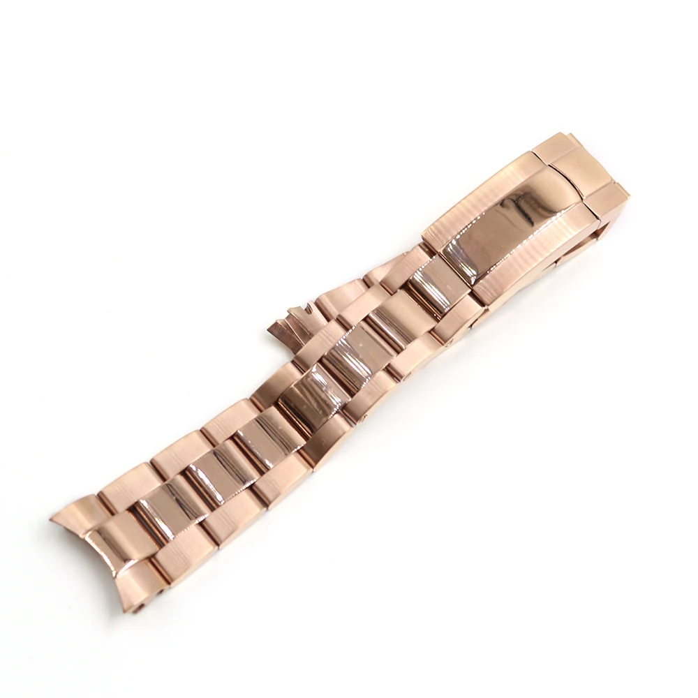 Rolamy 20mm 316L Stainless Steel Solid Curved End Screw Links Replacement Watch Band Watchband Strap Bracelet For DATEJUST