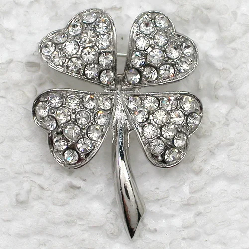 

Hot sell clover Brooch Clear Rhinestone Pin brooches C821 A