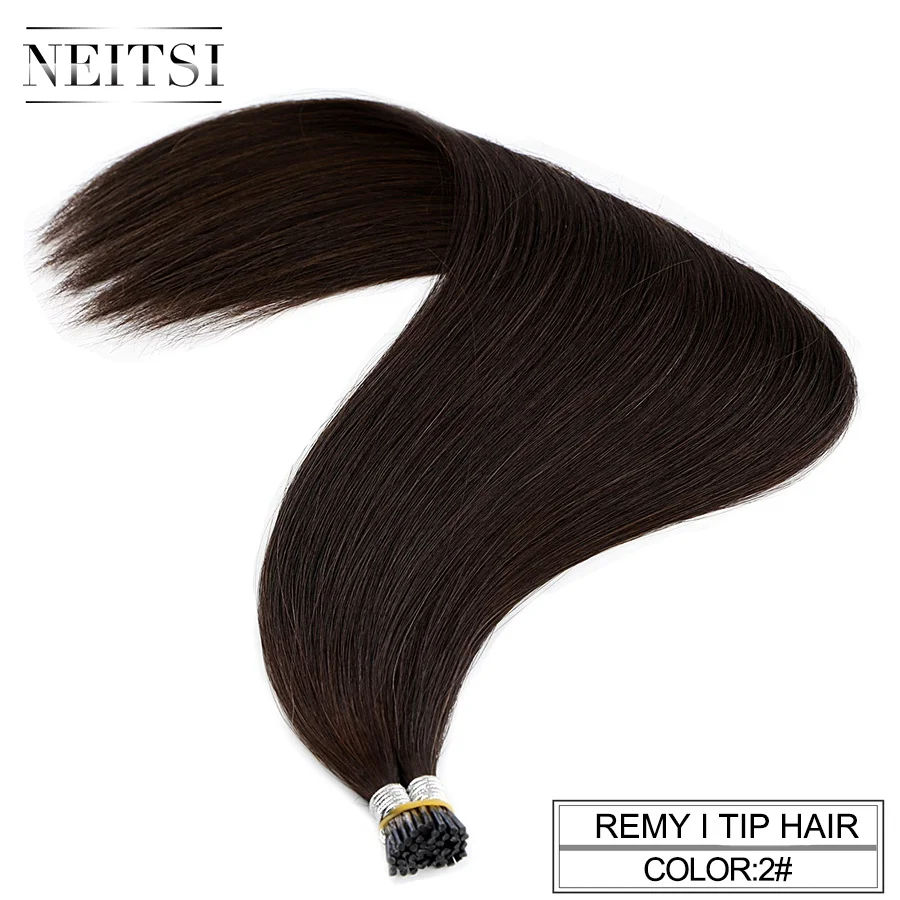 #2 Neitsi, двойные нарисованные волосы Remy с I-Tip, человеческие волосы для наращивания, прямые кератиновые человеческие волосы для наращивания, 1,0 г/локон, 20 дюймов, 28 дюймов - Цвет: #2