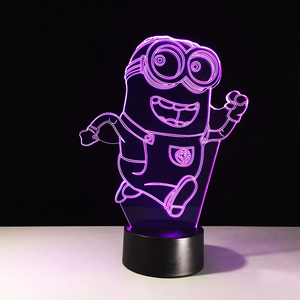 Детский ночник 7 цветов светодиодный светильник Luminaria 3D Minions акриловый для