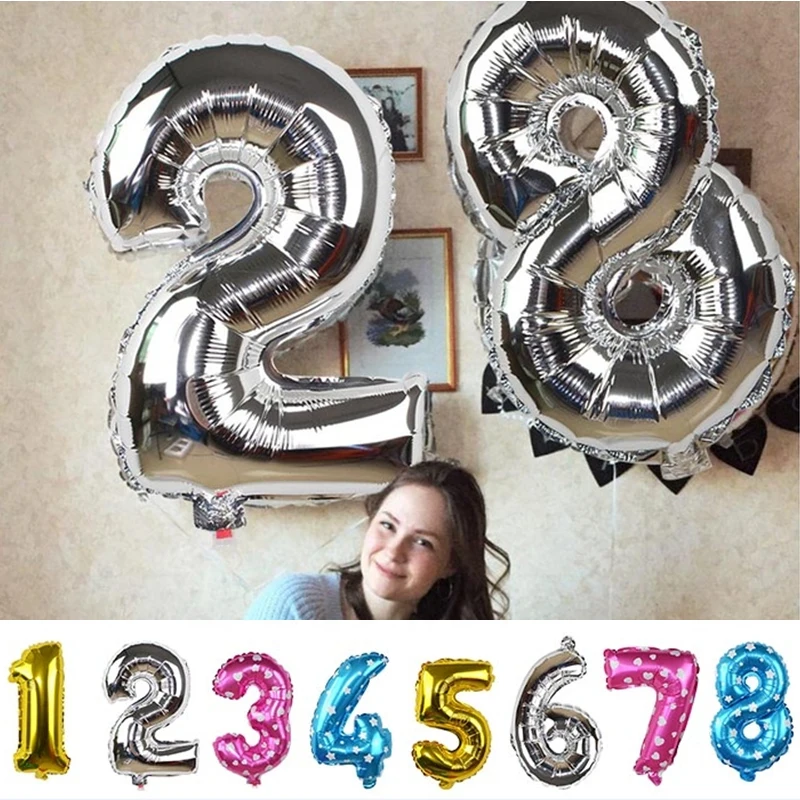 32 дюйма большое количество воздушных шаров Baby Shower наполненные гелием для воздушных шаров, золотого и серебряного цвета: розовый, красный, синий, цифр Globos для дня рождения или свадьбы для воздушных шаров