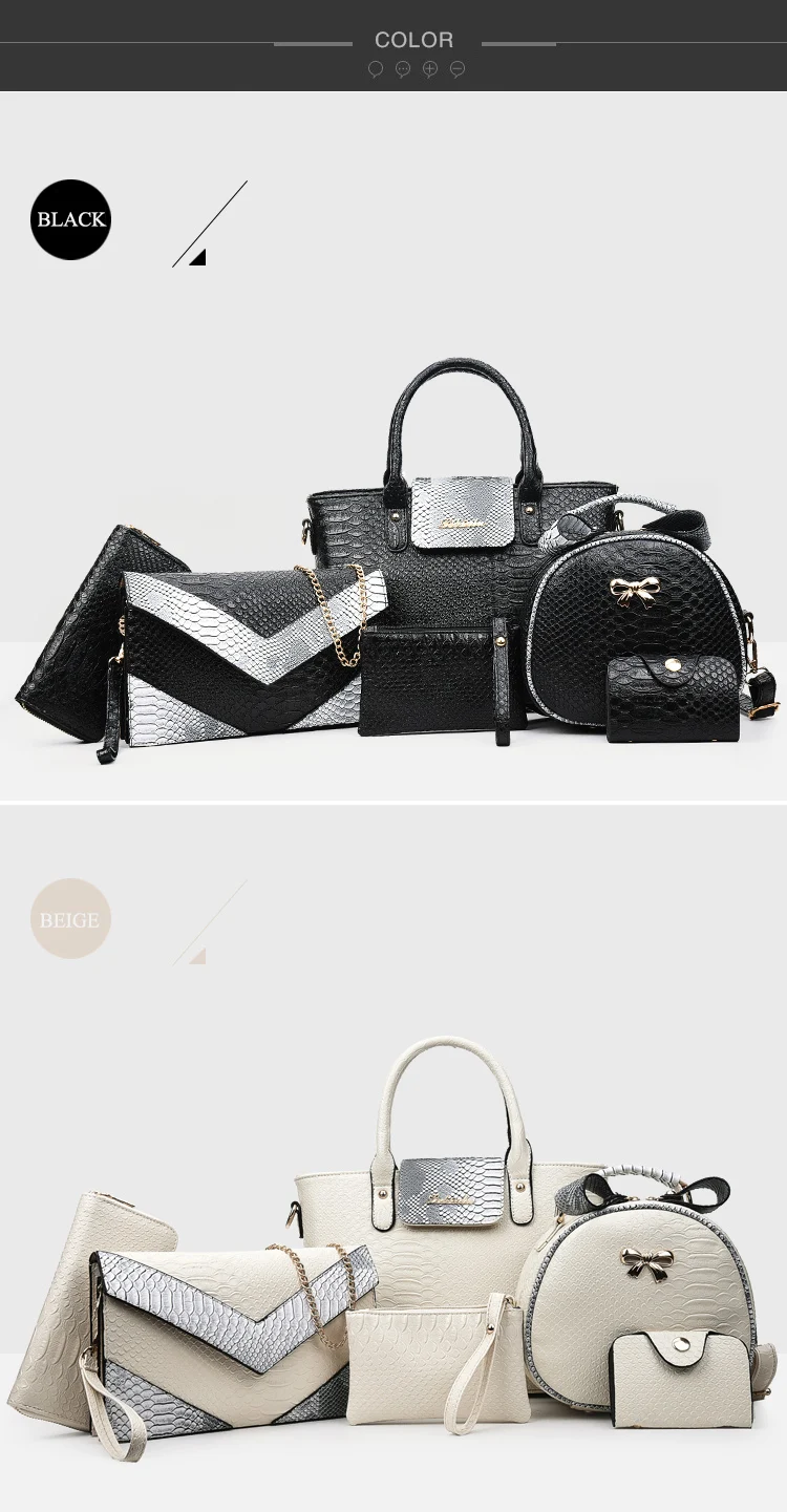 17 New Women Shoulder Bags serpentine Leather Handbags Fashion Female bag High Quality 6-Piece Set Designer Brand Bolsa Feminina