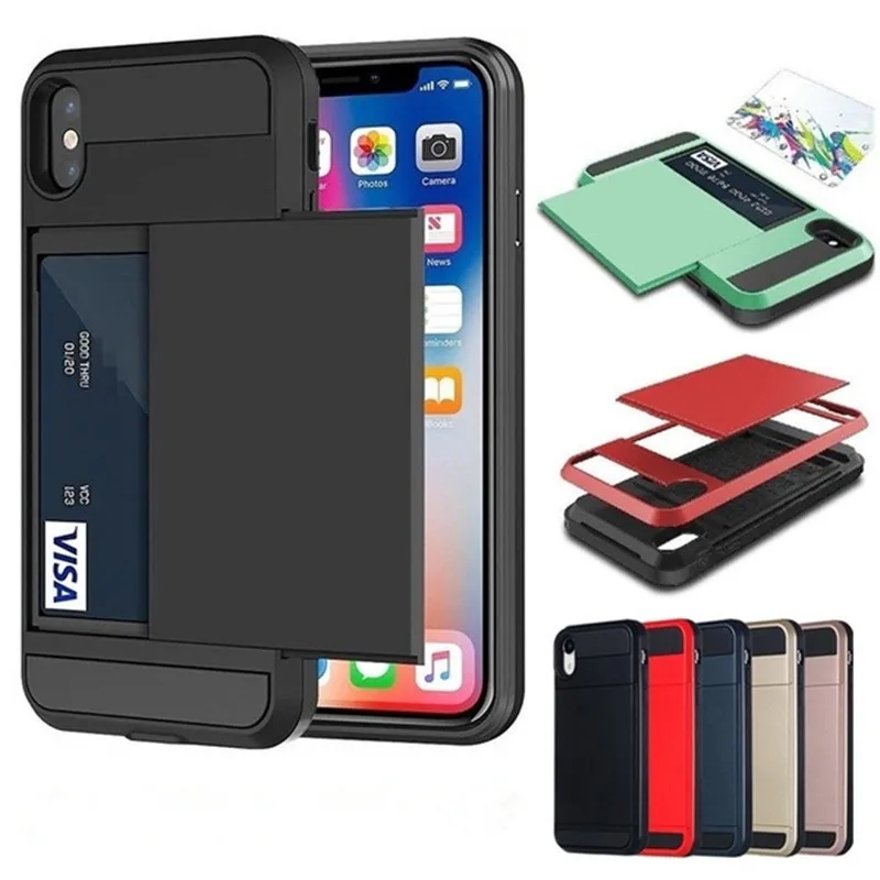 Защитный чехол для Apple iphone 8 7 6 6S Plus 5 X XS Max XR Новый гибридный жесткий хранения карт