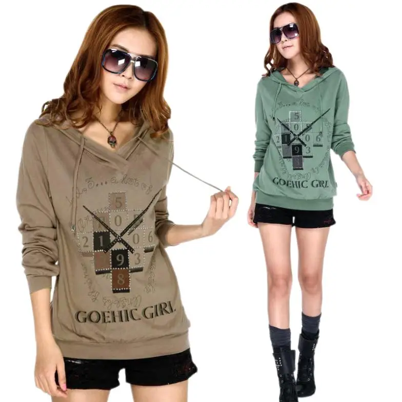 

Woman Sweatshirt Plus Size M-4XL Women's Clothing 2014 New Autumn Spring Long-sleeve Loose Hooded Female Pullover xxxl xxxxl