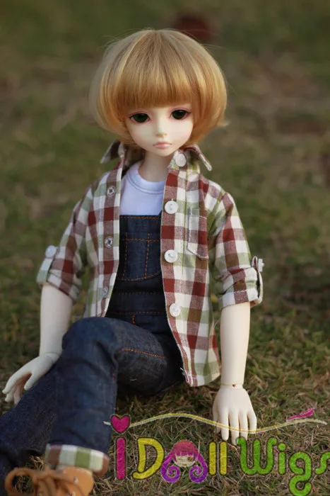 Free Shipping Korea heat resistant Fiber short dark blonde bjd doll accessories 1/3 1/4 1/6 bob wigs for choice | Игрушки и хобби