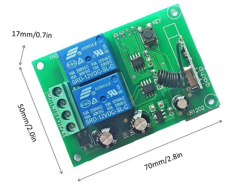 Пульт дистанционного управления 433Mhz DC 12V 2CH rf релейный приемник и передатчик для гаражного управления и изменения двигателя положительный отрицательный