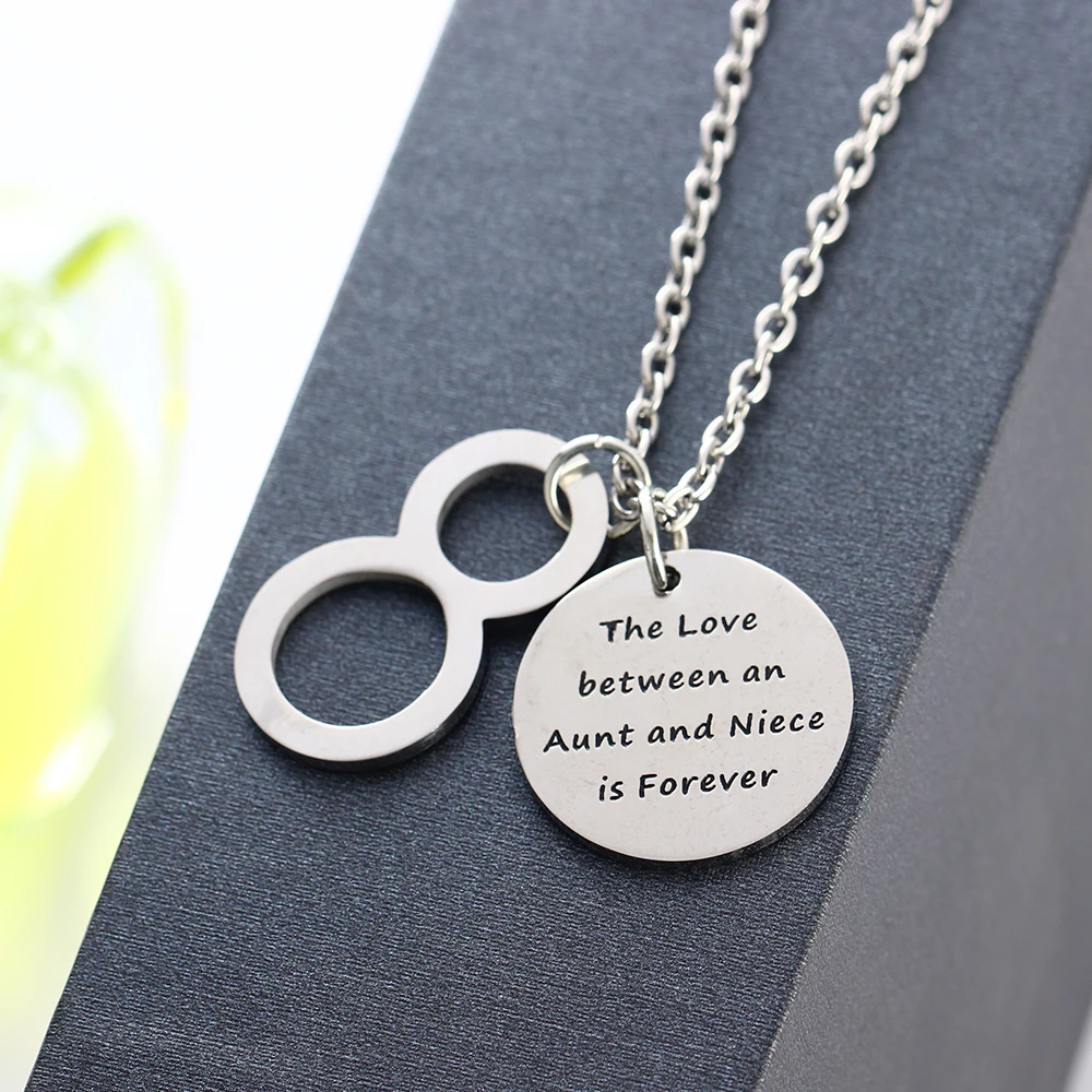 12PC/Lot Lucky Number 8 Infinity Love Between An Aunt Niece Is Forever Pendant Necklace Women Girl Jewelry Stainless Steel Gifts | Украшения