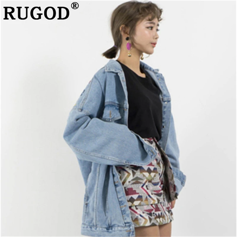 Женские джинсовые куртки RUGOD повседневные больших размеров XL с вышивкой в