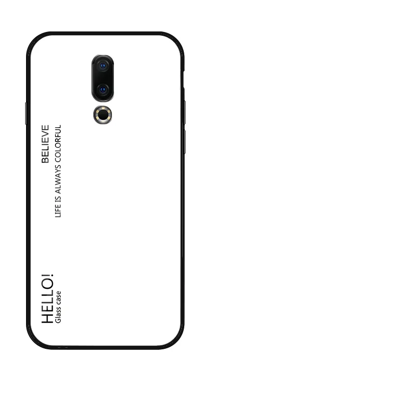 Полупрозрачный градиентный чехол из закаленного стекла для meizu 16 Plus M6T Note 8 V8 16X M5 meizu M5 Note 9 чехол из ТПУ с мягкими краями - Цвет: white