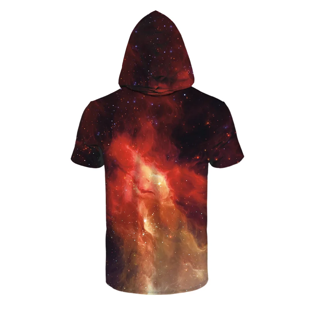 Мода 2017 г. футболка Мужские красные пространство Galaxy Отпечатано 3D летняя с