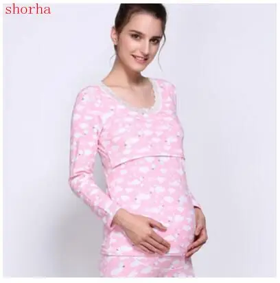 Осенне-зимний пижамный комплект для беременных одежда кормления сна | Мать и