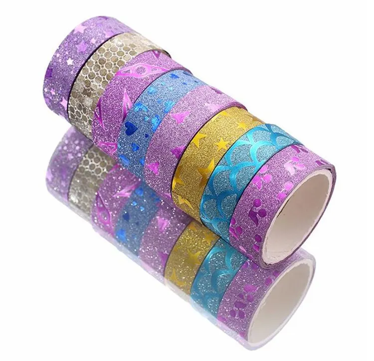 Helpro 10 шт./компл. блестящая Изоляционная Лента Washi лента DIY дневник декоративная клейкая лента Papeleria, офисные школьные канцелярские принадлежности