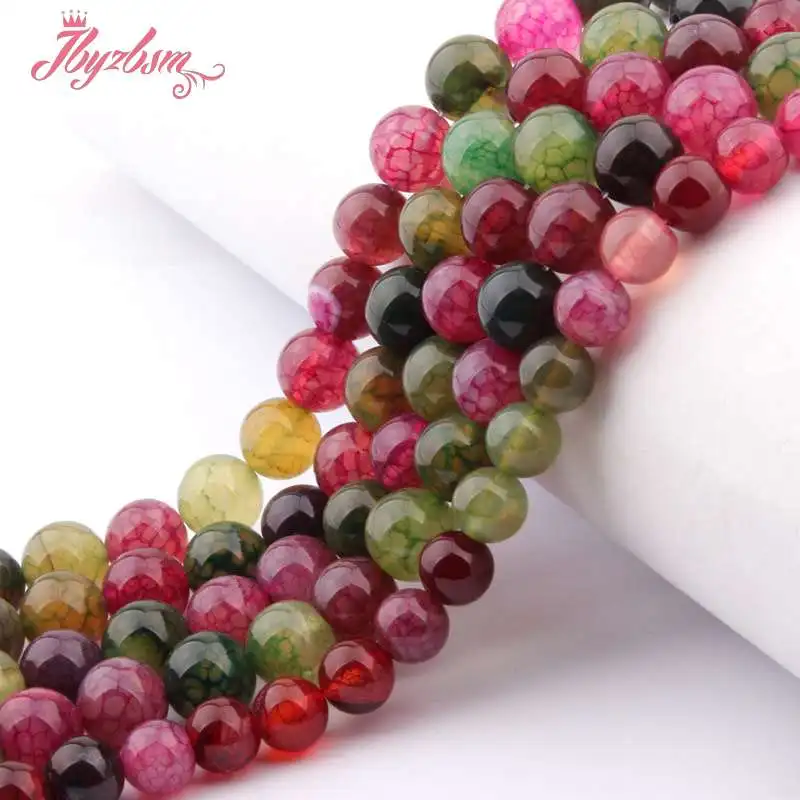 6 8 10mm Smooth Round Bead Cracked Multicolor Agates Stone Beads For DIY Necklace Bracelets Jewelry Making 15&quot Free Shipping | Украшения