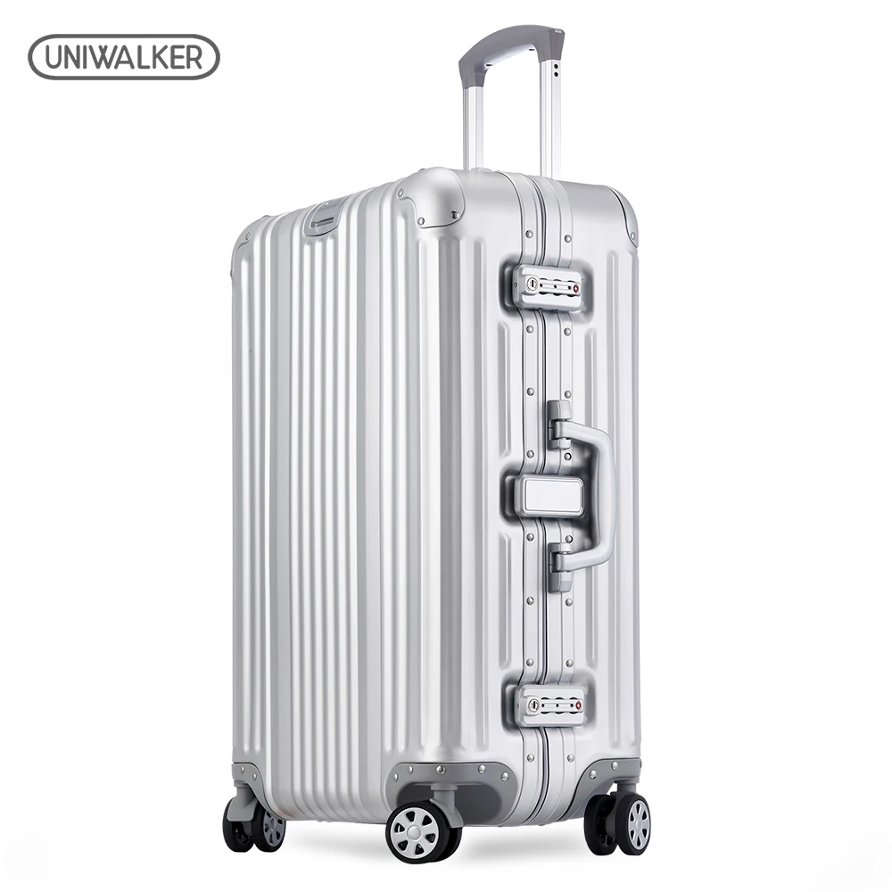 UNIWALKER унисекс 18 20 25 дюймов Чемодан чистый Алюминий сплава подвижного чемодан Hardside