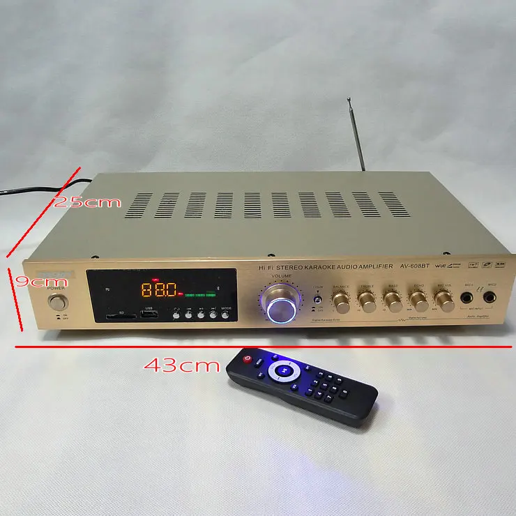 AV-608BT дома 5 канал, Hi-Fi, домашний кинотеатр караоке AV усилитель высокой Мощность радио Bluetooth Мощность усилитель