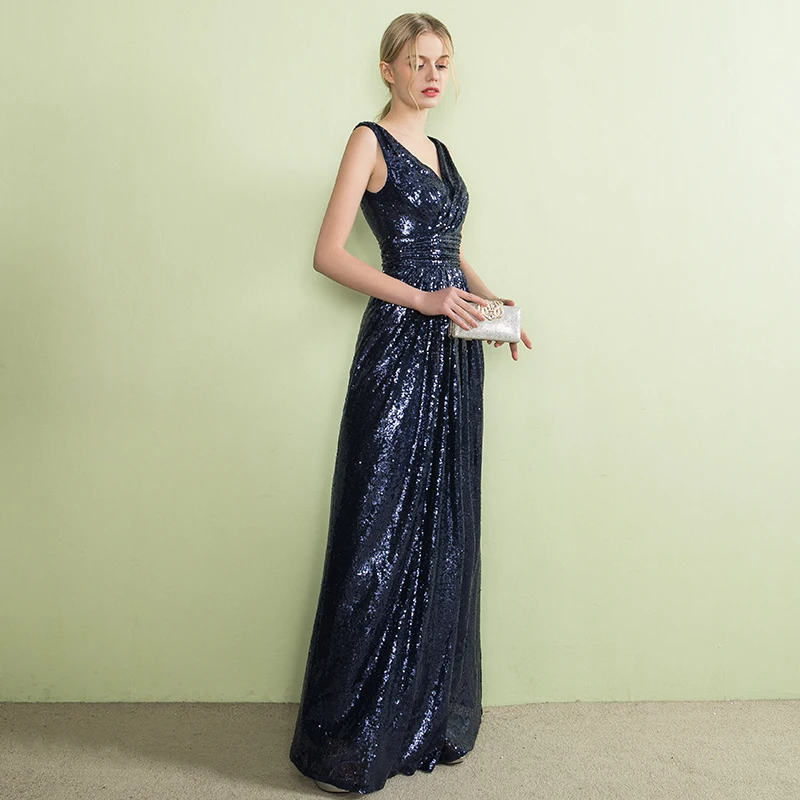 Robe De Soiree ssyfashion вечернее платье сексуальный v образный вырезом блестками и