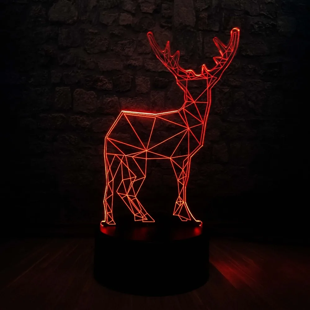 Ретро украшение животных Олень 3D USB СВЕТОДИОДНАЯ Лампа цвета меняющая Рождество