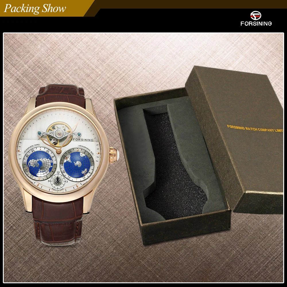 Forsining Earth Real Tourbillion розовое золото классические мульти ди Мужские