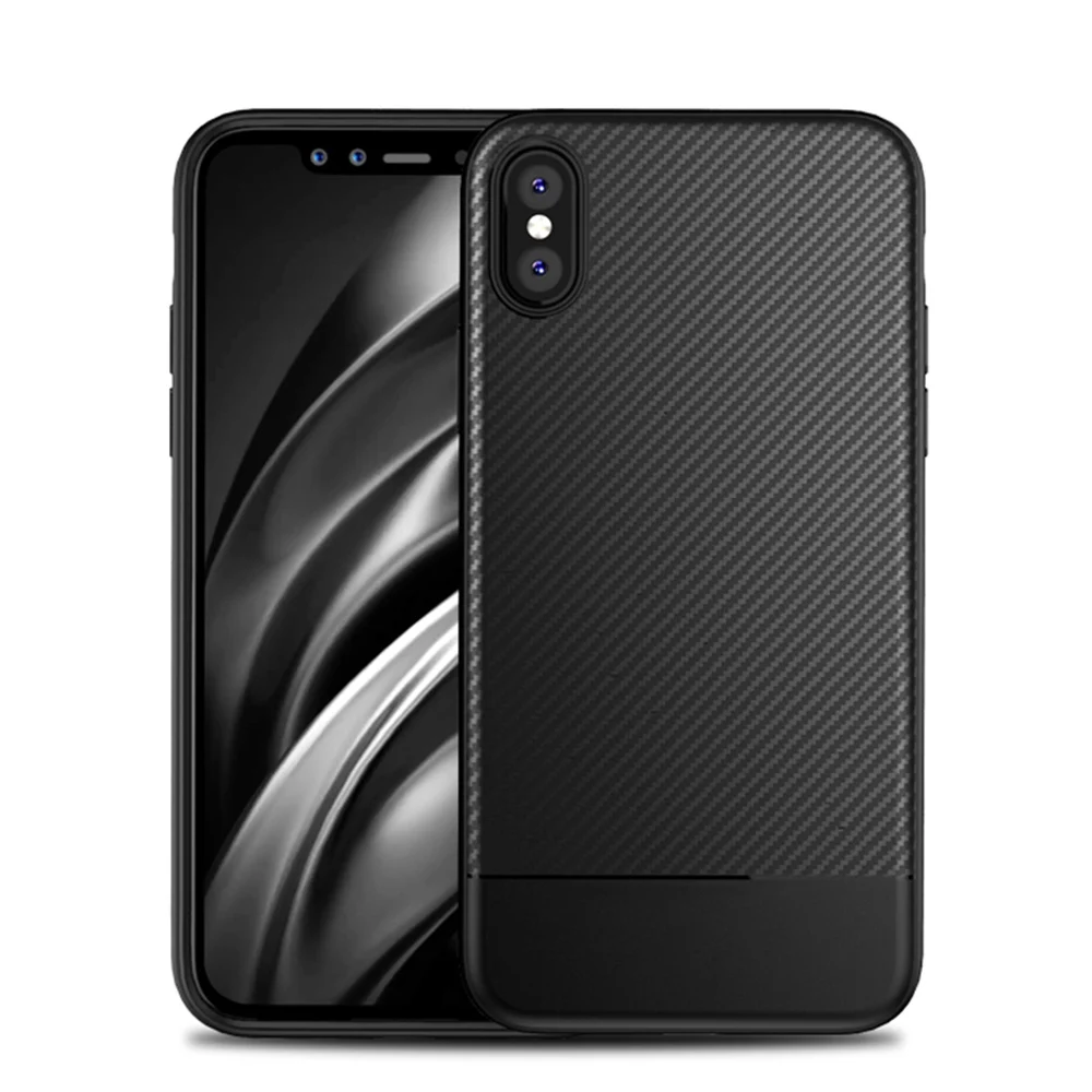Black FLOVEME для iPhone X 10 чехол роскошный, деловой чехол из углеродного волокна для iPhone 8 7 6 6S Plus силиконовый чехол для телефона аксессуары - Цвет: Black