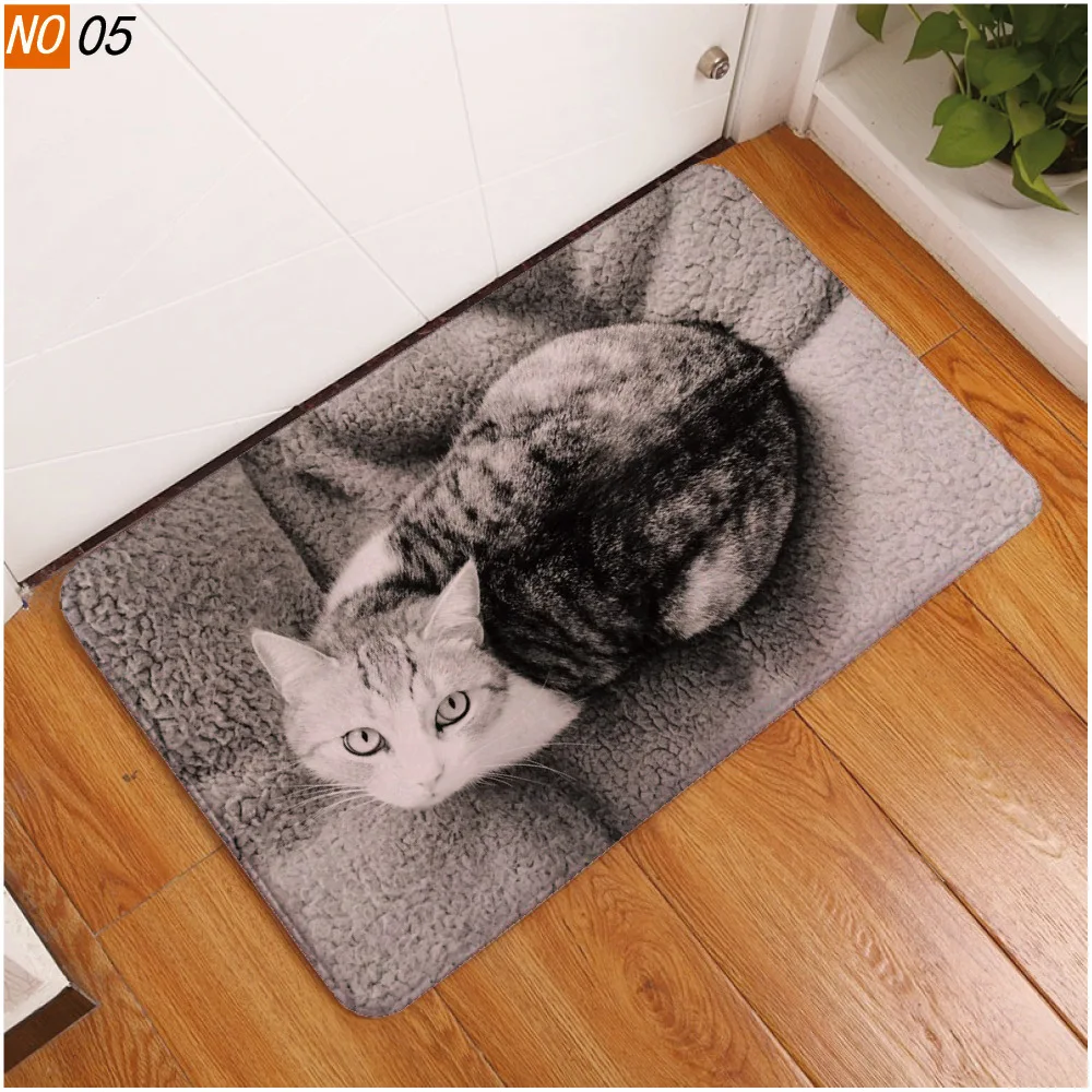 Enipate 3D Kawaii Cat Dog Print Floor Mats Hallway Kitchen Bathroom Mat Cartoon Carpet Anti-Slip Soft Flannel Doormat 40x60cm | Дом и сад