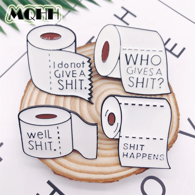 

Creative Cartoon Toilet Paper Roll Paper Roll Enamel Brooch SHITHAPPENS Alloy Badge Shirt Bag Pin Accessories Women Jewelry Gift