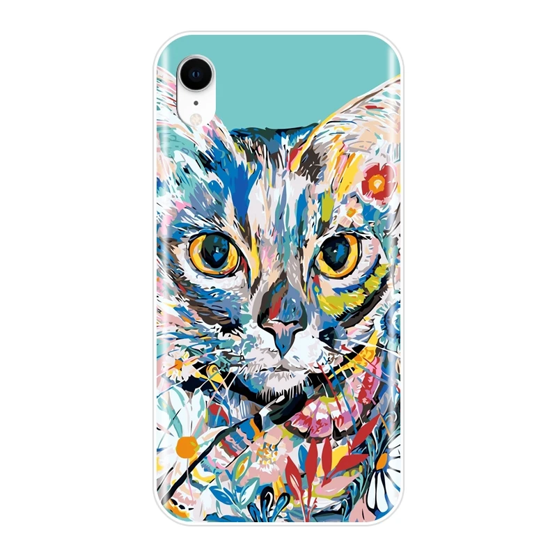 Мягкая задняя крышка Art Rabbit Cat Elephant для Apple iPhone X XR XS MAX 8 7 6 S силиконовый чехол