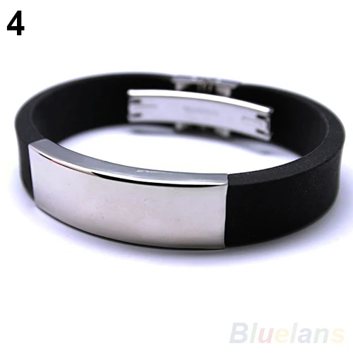 Мужские четыре цвета s браслет из нержавеющей стали резиновый браслеты черный