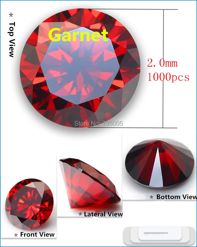 

AAAAA 1000pcs/pack 1.0mm 2.0mm Garnet RED Cubic Zirconia Stone Beads DIY Jewelry Findings Supplies Free Shipping