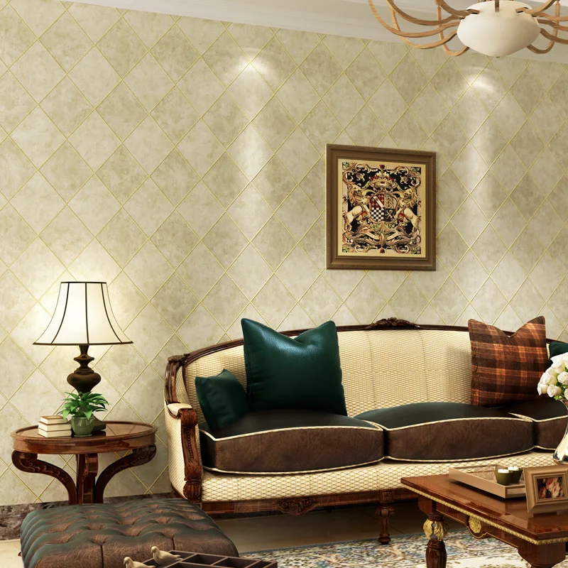 beibehang papel de parede American country bronzing diamond lattice non-woven wallpaper bedroom living room dining backdrop |